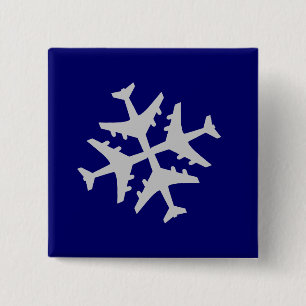 Aeroplane Snowflake 15 Cm Square Badge