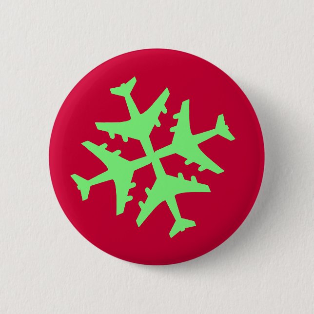 Aeroplane Snowflake 6 Cm Round Badge (Front)