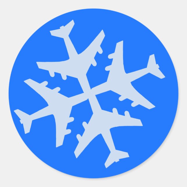 Aeroplane Snowflake Classic Round Sticker (Front)