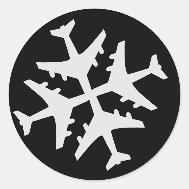 Aeroplane Snowflake Classic Round Sticker (Front)