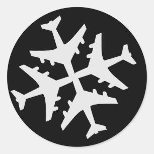 Aeroplane Snowflake Classic Round Sticker