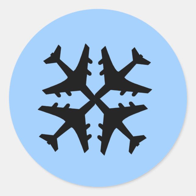 Aeroplane Snowflake Classic Round Sticker (Front)