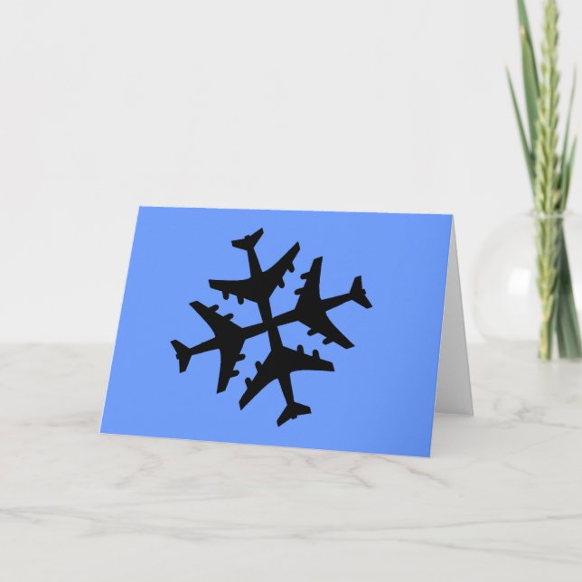 Aeroplane Snowflake Holiday Card (Front)