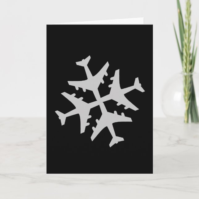 Aeroplane Snowflake Holiday Card (Front)