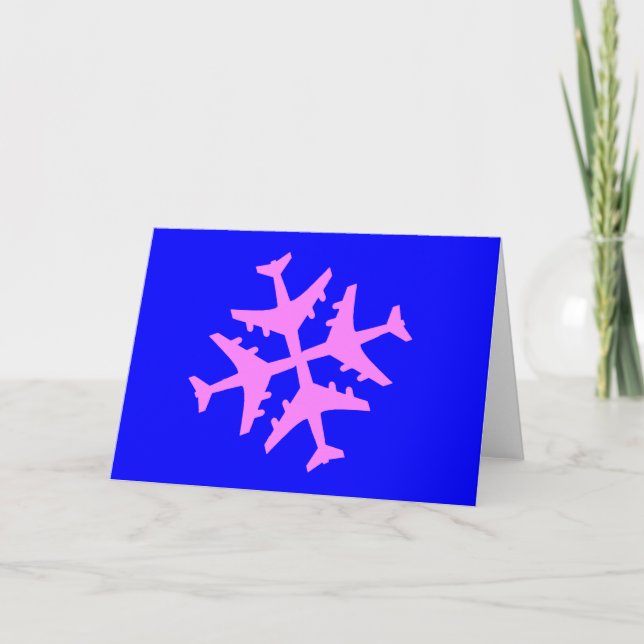 Aeroplane Snowflake Holiday Card (Front)