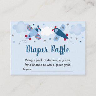 Aeroplane Stars Clouds Baby Shower Diaper Raffle Enclosure Card