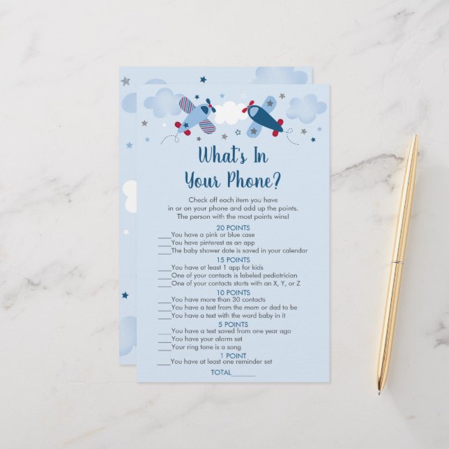 Aeroplane Stars Clouds What's In Your Phone Game (Front/Back In Situ)