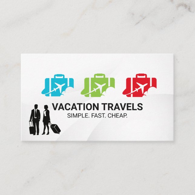 Aeroplane Suitcase Logo | Business People Business Card (Front)