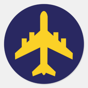 Aeroplane Symbol in Circle Classic Round Sticker
