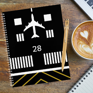 Aeroplane Takeoff on Airport Runway, Fun Aviation Notebook