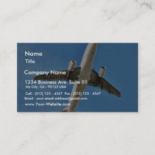 Aeroplane Takeoff On Blue Sky Business Card
