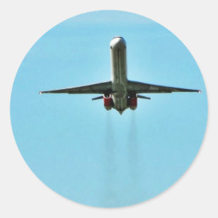 Aeroplane Taking Off On Airport Classic Round Sticker