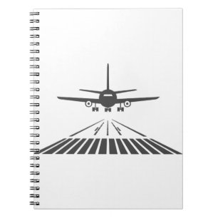 Aeroplane Taking Off Runway Illustration Notebook