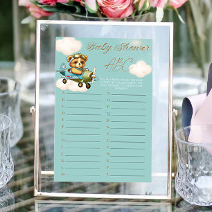 Aeroplane Teddy Bear Baby Shower Game ABC