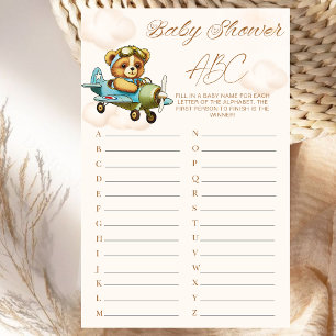 Aeroplane Teddy Bear Baby Shower Game ABC