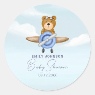 Aeroplane Teddy Bear  Classic Round Sticker