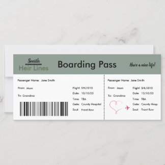 Aeroplane Ticket Pregnancy Announcement (Neutral)