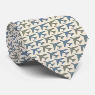 Aeroplane Tie Armani Grey on Beige Cream