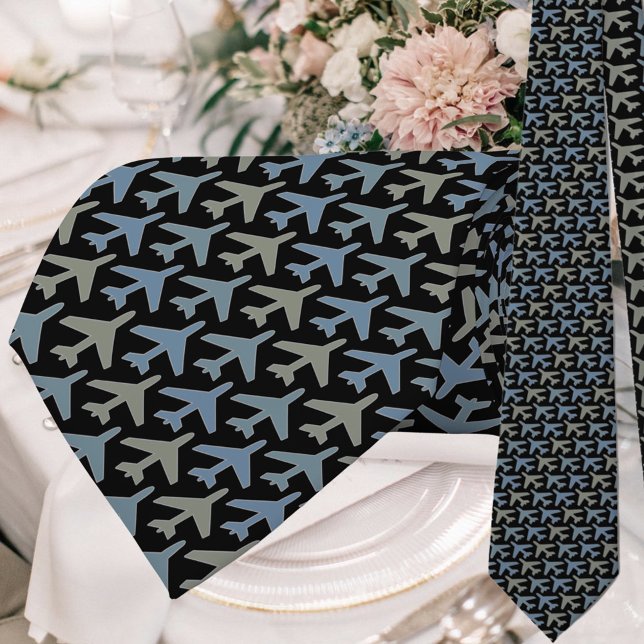 Aeroplane Tie Armani Grey on Black (Creator Uploaded)