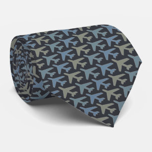 Aeroplane Tie Armani Grey on Charcoal