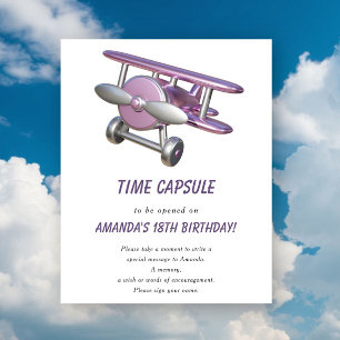 Aeroplane Time Capsule 1st birthday Poster