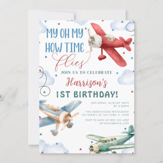 Aeroplane Time flies Plane Party Birthday Invitation