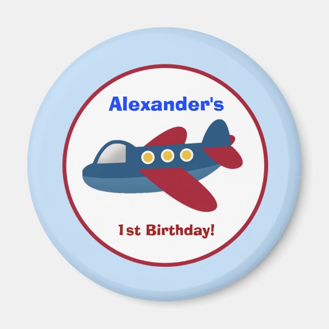 Aeroplane Transportation Round Custom Favour Magne Magnet (Front)