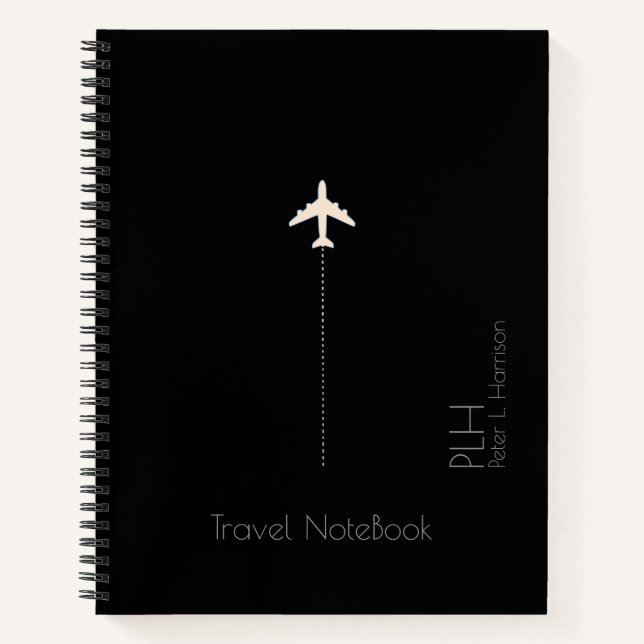aeroplane travel black notebook (Front)