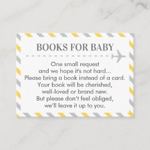 Aeroplane Travel Books for Baby Boy Shower Request Enclosure Card