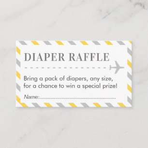 Aeroplane Travel Diaper Raffle Ticket Baby Shower Enclosure Card