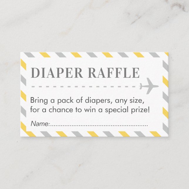 Aeroplane Travel Diaper Raffle Ticket Baby Shower Enclosure Card (Front)