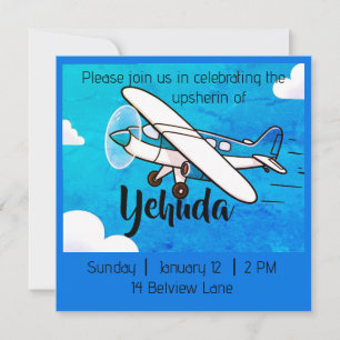 Aeroplane upsherin invitation