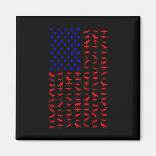 Aeroplane Us Flag American Independence Day 4th Of Magnet