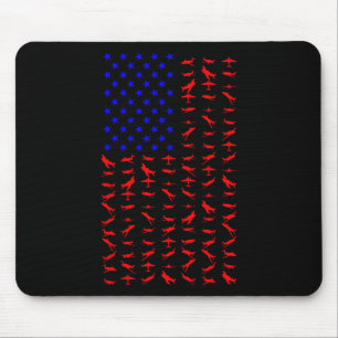 Aeroplane Us Flag American Independence Day 4th Of Mouse Pad