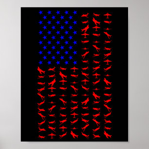 Aeroplane Us Flag American Independence Day 4th Of Poster