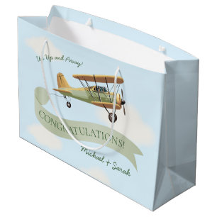 Aeroplane Vintage Baby Shower Large Gift Bag