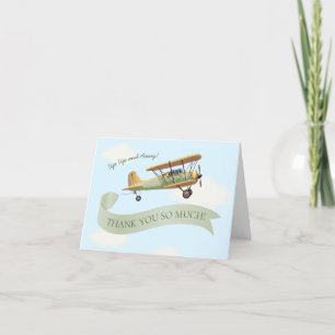 Aeroplane Vintage Baby Shower Thank You Card
