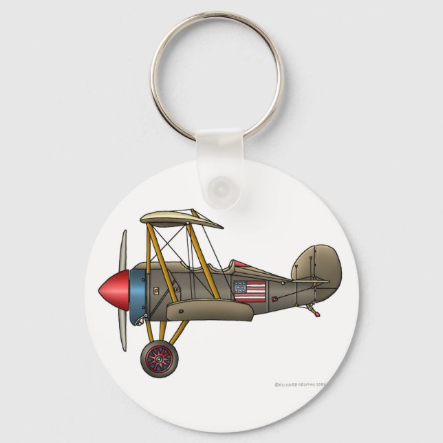Aeroplane Vintage Biplane Key Chains (Front)