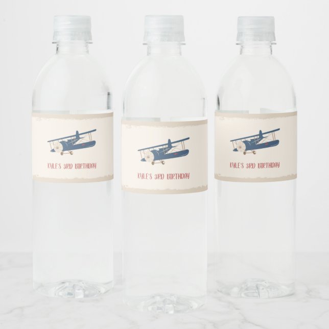 Aeroplane Water Bottle Label - Custom (Bottles)