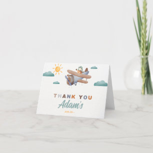 Aeroplane Watercolor birthday Folded Thank You Car