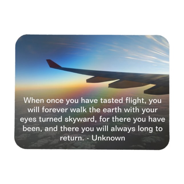 Aeroplane Wing against Colourful Setting Sun Magnet (Horizontal)