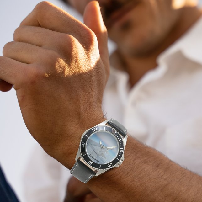 Aeroplane wing and Clouds Photo Pilot Personalised Watch (Creator Uploaded)