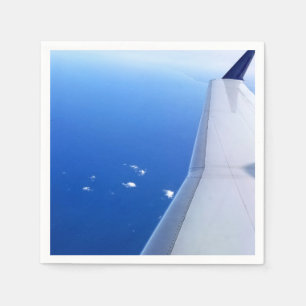 Aeroplane Wing Flying in Sky Photo Napkin