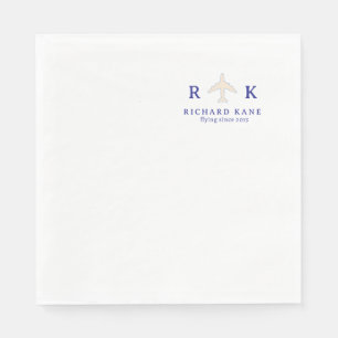 Aeroplane With Initials Pilot Logo Napkin