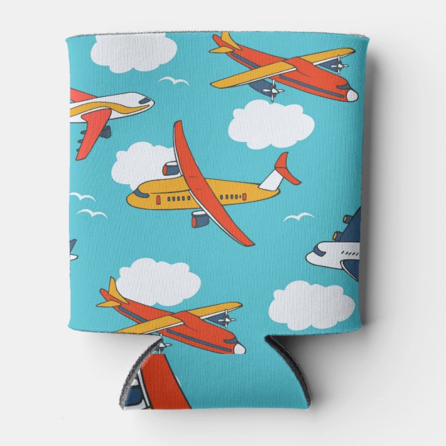 Aeroplanes and clouds, seamless children's backgro can cooler (Front)