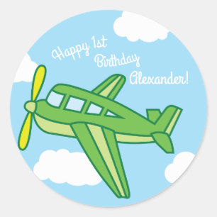 Aeroplanes and Jets Cute 1st Birthday Party Classic Round Sticker