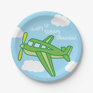 Aeroplanes and Jets Cute 1st Birthday Party Paper Plate
