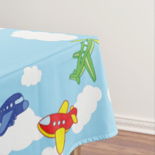 Aeroplanes and Jets Cute 1st Birthday Party Tablecloth