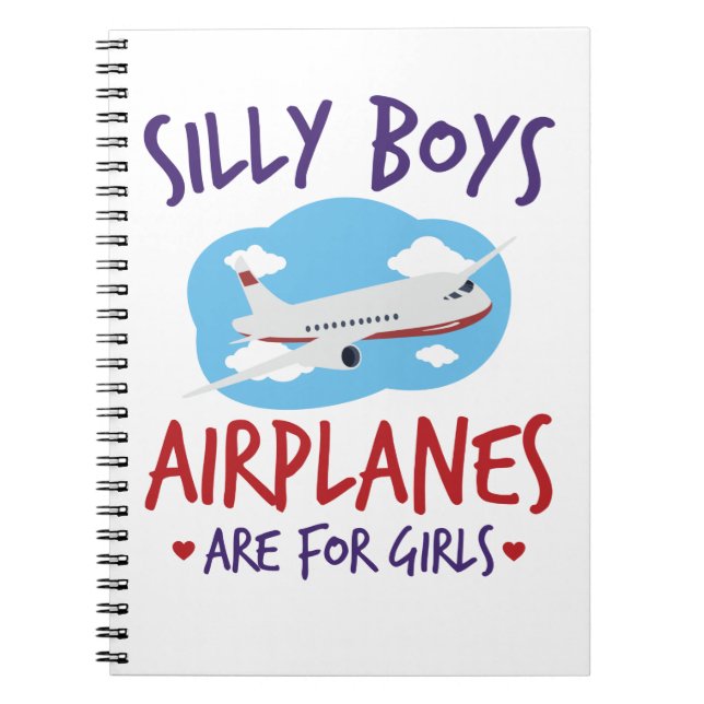 Aeroplanes Are for Girls Cute Pilot Women Ladies Notebook (Front)