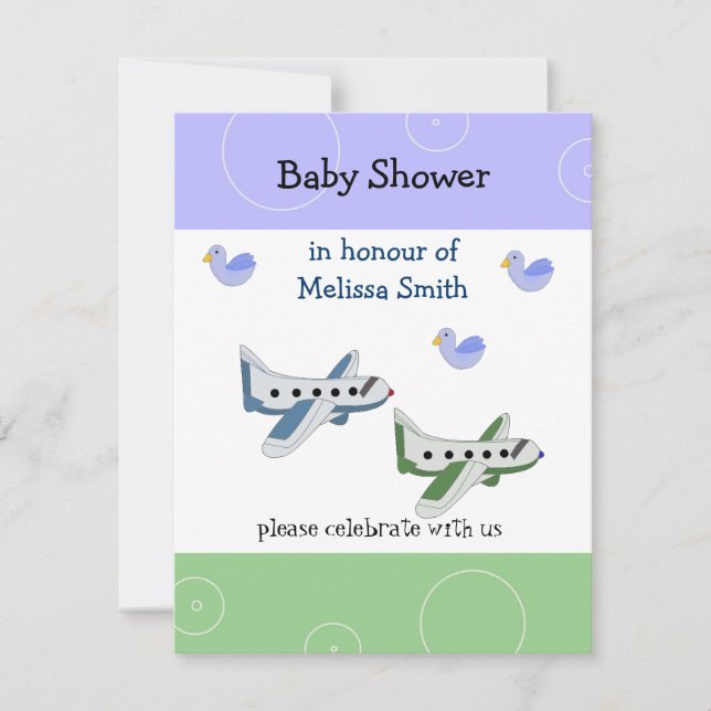 Aeroplanes Baby Shower Invitation (Front)
